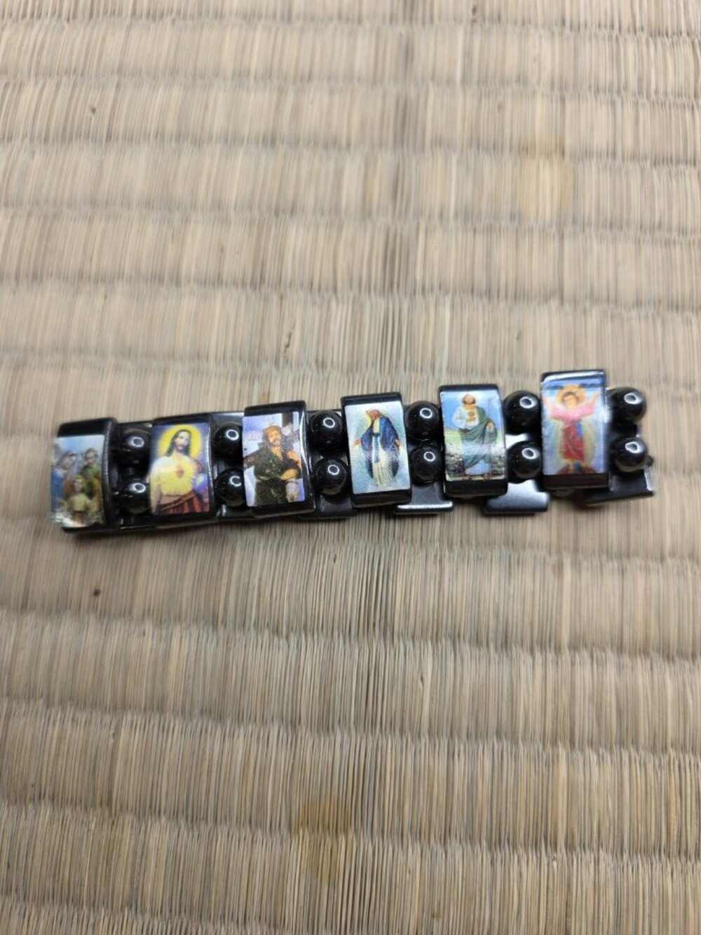 Religious Metal Magnetism Stretch Bracelet ~ Rectangle Religious Decals